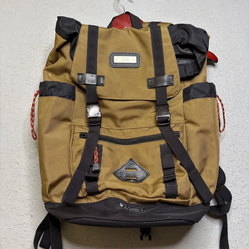 Gobi Rucksack Backpack Unisex Large Tan Black Rugged Outdoor Hiking Bag